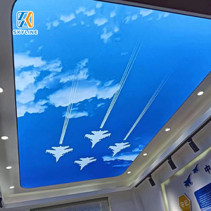 Système de plafond intérieur rectangulaire en PVC et aluminium, <span class=keywords><strong>film</strong></span> souple effet ciel nuage, membrane extensible transparente ignifuge pour caisson lumineux de centre commercial - Product Image 1