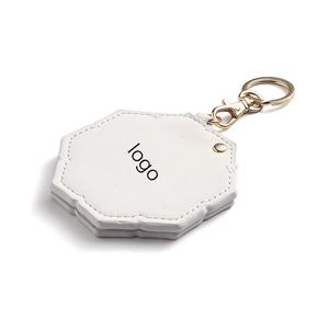Wholesale Fashion White Flower Shape Hot Stamping PU Leather Keychain Portable Vanity Mirror - Product Image 4