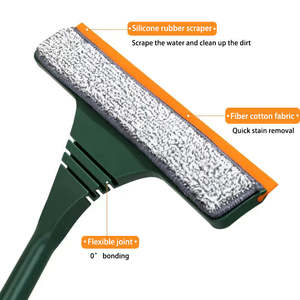 Lavavetri in Plastica a Doppia Faccia con Manico in Acciaio Inossidabile e Gomma, Strumenti per la Pulizia del Vetro Domestico e Raschietto Tergivetro - Product Image 4