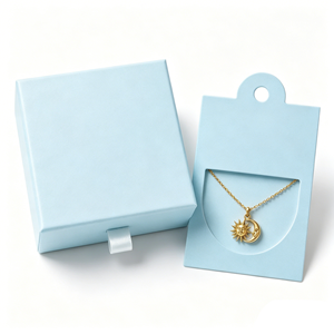 Boîtes à bijoux écologiques de luxe avec cartes de présentation pour colliers et bagues, papier premium, logo de marque en feuille d'or pour emballage cadeau de bijoux - Product Image 2