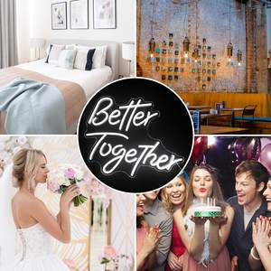 Letrero de Neón LED Romántico con la Frase 'Better Together', Decoración de Pared en Blanco Cálido para Bodas, Compromisos, Hogar y Dormitorio - Product Image 6