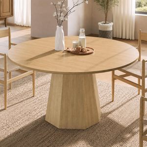 Table à manger SENYU Furniture, mobilier contemporain pour la salle à manger, plateau rond, pieds hexagonaux en forme de pyramide - Product Image 3