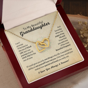 Collier pendentif double cœur entrelacé pour petite-fille, cadeau pour grand-mère, chaîne à maillons en zircon, plaqué cuivre, or blanc, or rose, LED - Product Image 2