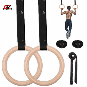 CZFIT Anneaux de gymnastique réglables en contreplaqué de bouleau personnalisés, entraîneur de suspension en bois de qualité supérieure, équipement de calisthénie, esthétique pour salle de sport à domicile - Product Image 1