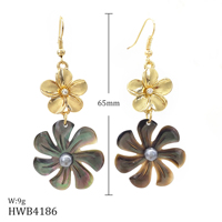 Boucles d'oreilles goutte en nacre hawaïenne, bijoux en coquillage d'ormeau naturel, vente en gros