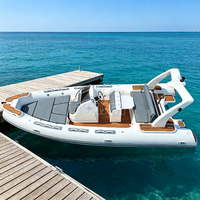 Bateau de sport gonflable de luxe en aluminium et PVC Hypalon, modèle 580, avec coque rigide en fibre de verre, idéal pour la pêche en famille, moteur 600, 8 places