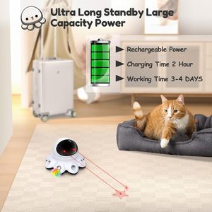 Giocattolo Laser per Gatti 2-in-1 Interattivo Automatico con 8 Fori, Attivazione a Movimento, Gioco Whack-a-Mole con Piuma, Ricaricabile USB per Esercizio Indoor - Product Image 6
