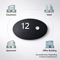Signalétique tactile en braille en acier inoxydable 316, plaque d'identification de localisation, personnalisable
