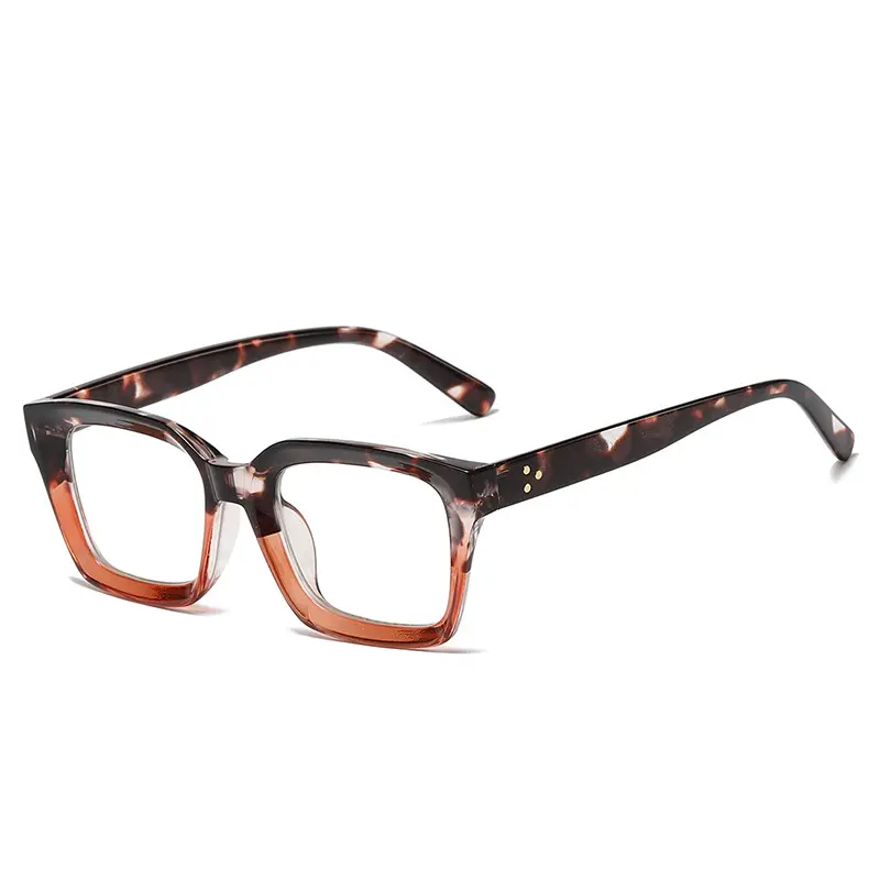 2461 Amazon sıcak kare moda gözlük çerçeve kadın erkek toptan renkli perçin gözlük özel