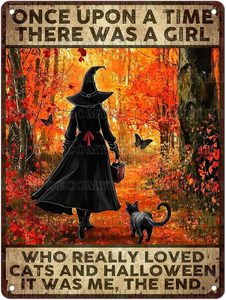 Carteles de hojalata personalizados Gato bruja negro Cartel de hojalata de metal de Halloween <span class=keywords><strong>Érase</strong></span> <span class=keywords><strong>una</strong></span> <span class=keywords><strong>vez</strong></span> Decoración de pared rústica vintage Placa de hojalata retro Hierro - Product Image 2