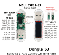 Carte de développement T-Dongle-S3 ESP32-S3 avec écran LCD de 0,96 pouce, mini carte programmable ESP32 WiFi pour Bluetooth pour Arduino