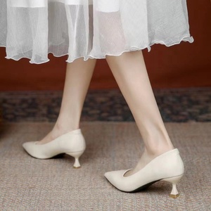 Y nero <span class=keywords><strong>Beige</strong></span> 3-5cm tacchi bassi a spillo per <span class=keywords><strong>donna</strong></span> pump <span class=keywords><strong>scarpe</strong></span> a punta per ufficio - Product Image 5