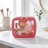 Sac de voyage de luxe en PVC transparent et cuir PU, grande capacité, avec poignée souple, fermeture éclair métallique, forme ovale, trousse de maquillage, style tendance