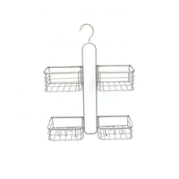 Étagère murale de rangement pour salle de bain à 2 niveaux, prix direct usine, pour shampoing, après-shampoing et savon, avec crochets pour serviettes
