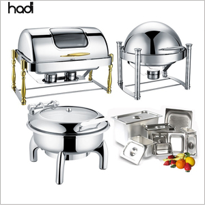 9L Rectangular Roll Top Chafers Stainless Steel Buffet <strong>Server</strong> for Hotel &amp; Restaurant Silver &amp; Gold Finish for Party <strong>Food</strong> Warmer - Product Image 5