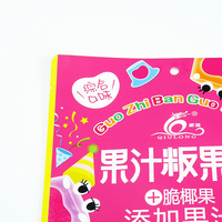 Sachet alimentaire en plastique laminé thermoscellable avec fenêtre transparente imprimée en couleur personnalisée, à fond plat et trou de suspension