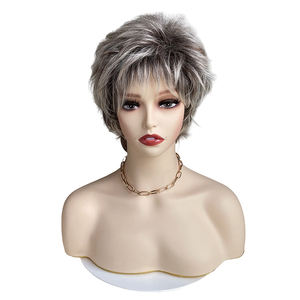 Peluca de <span class=keywords><strong>pelo</strong></span> sintético LIWANGLONG para <span class=keywords><strong>mujer</strong></span>, corta, plateada, <span class=keywords><strong>gris</strong></span>, marrón, en capas, sedosa, recta, ondulada, resistente al calor, <span class=keywords><strong>pelo</strong></span> natural, peluca de Cosplay - Product Image 1