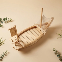 Plateau de service en bambou artisanal de luxe, grand bateau à sushi japonais pour restaurant et traiteur