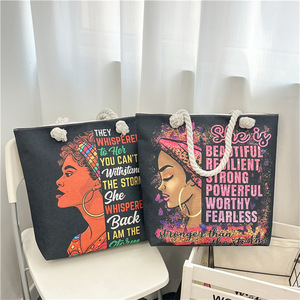 Bolso de hombro con patrón de doble cara de gran capacidad para <span class=keywords><strong>mujer</strong></span>, bolso de playa plegable con asa de yute - Product Image 3