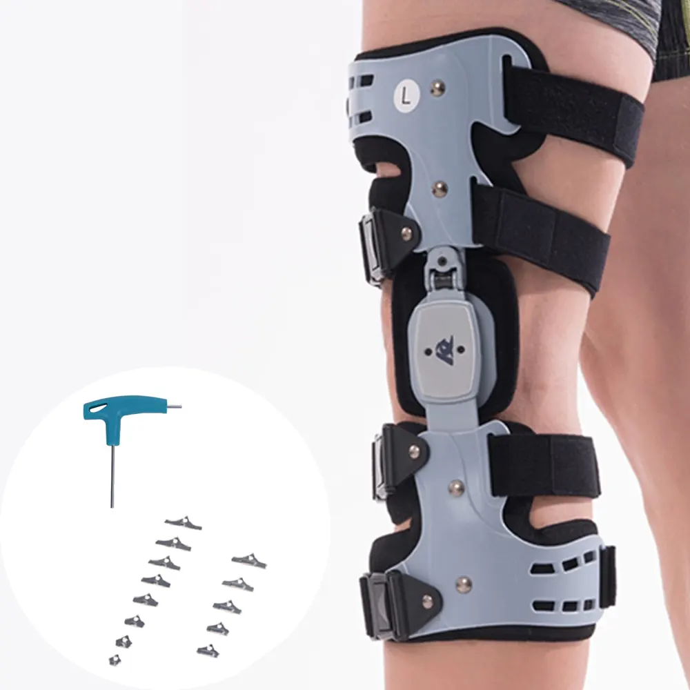 Équipement de physiothérapie orthèse de genou réglable oa pour le soulagement de la douleur de l'arthrose post-opératoire orthèse de genou respirante antidérapante