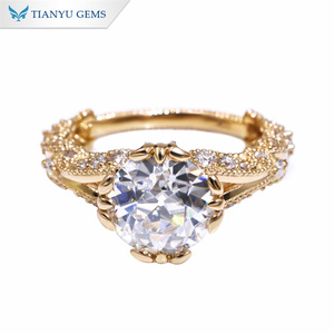 Anelli personalizzati 925 in oro massiccio 10K 14K argento 18K 3CTW tondo OEC Moissanite anello di fidanzamento - Product Image 1