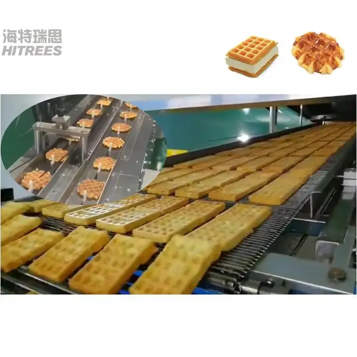 Ligne de production de gaufres à gaz Ligne de fabrication de gaufres Ligne de production automatique de biscuits gaufrés