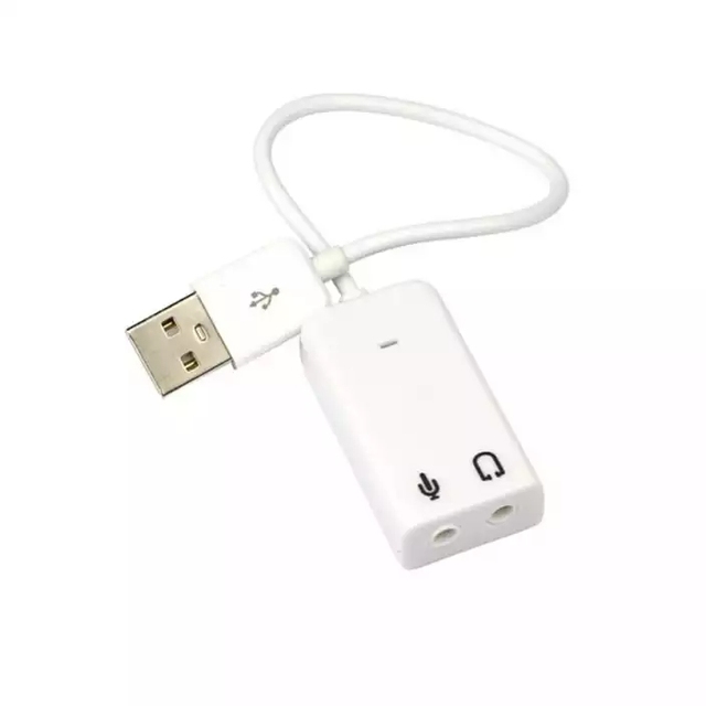 Professional Recording 7.1-Channel USB2.0 Sound Card Adapter External Laptop PC Audio Plastic White OEM Stock for PC & Mac