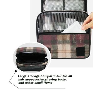 Bolsa de Aseo Colgante Clásica a Cuadros al por Mayor, Bolsa de Lavado de Gran Capacidad de Tela de Sarga para Viajes, Logotipo Personalizado - Product Image 4