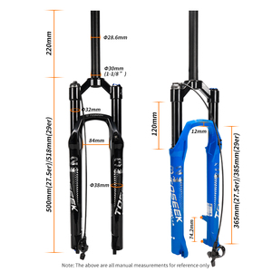 <span class=keywords><strong>Fourche</strong></span> de suspension <span class=keywords><strong>avant</strong></span> TOSEEK MTB avec verrouillage à distance par câble pour roues de 26, <span class=keywords><strong>27</strong></span>,<span class=keywords><strong>5</strong></span> et 29 pouces, tige conique 100x9 mm, composants en aluminium - Product Image 3