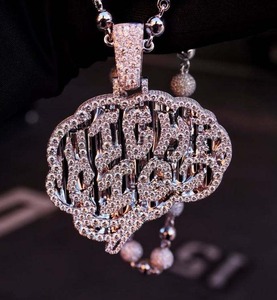 Collar con Colgante de Diseño de Cerebro con Piedras de Imitación de Diamantes, Estilo Hip Hop, Joyería de Moda, Regalo para Hombres y Mujeres - Product Image 1