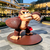 Sculpture de Donkey Kong en fibre de verre sur mesure, taille réelle, sculpture d'art extérieure, statue de gorille de dessin animé pour projets de décoration commerciale