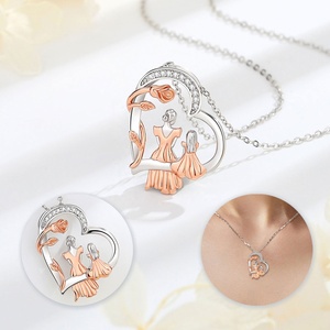 Joyería fina Collar con colgante en forma de corazón de <span class=keywords><strong>madre</strong></span> <span class=keywords><strong>e</strong></span> <span class=keywords><strong>hija</strong></span> de Plata de Ley 925 para el feliz Día de la <span class=keywords><strong>madre</strong></span> - Product Image 4