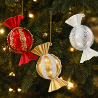 Décorations de Noël en forme de bonbons, rouge, or, blanc, décorations suspendues pour arbre de Noël, paillettes, cannes en sucre, fête de Noël, décoration de la maison