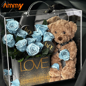 AM-PFE75 Ammy Scatola <span class=keywords><strong>di</strong></span> Fiori Immortali Regalo per <span class=keywords><strong>San</strong></span> <span class=keywords><strong>Valentino</strong></span> e Capodanno Rosa Stabilizzata Orsacchiotto Giardino in Acrilico per la Festa della Mamma - Product Image 5