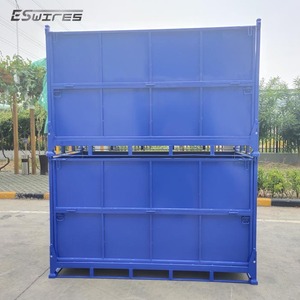 Caja de almacenamiento de <span class=keywords><strong>metal</strong></span> sólido grande, contenedor de almacenamiento industrial apilable, recubierto de polvo, plegable, en venta - Product Image 3