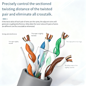 สายเคเบิลเครือข่าย DENIXI Cat6 <span class=keywords><strong>UTP</strong></span>/FTP CCA แบบมีฉนวนป้องกัน 8 แกน สายแข็ง 23/24AWG สำหรับใช้งานภายในอาคาร รองรับความเร็วสูง 10G สำหรับบ้าน/สำนักงาน/ร้านอินเทอร์เน็ต - Product Image 2