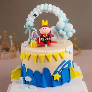Couronne décorative <span class=keywords><strong>Petit</strong></span> <span class=keywords><strong>Prince</strong></span> Argile Polymère Dessin Animé 3d Enfants Anniversaire Insertion Fondant Dessert Bar Gâteau Topper Décoration - Product Image 1