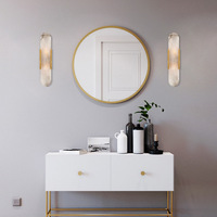 Lampe murale moderne Hui Xin en marbre naturel, corps en fer, douille E26, commande tactile, pour salon, design transfrontalier