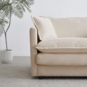 Hiện Đại Châu Âu Kích Thước Lớn Màu Be Chenile Vải Modular Loveseat Chân Không Nén Phòng Khách Cắt <span class=keywords><strong>Sofa</strong></span> Với Ottoman - Product Image 4