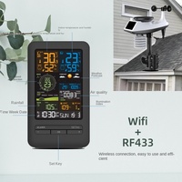 Stasiun Cuaca Pintar WiFi Android Tuya Graffiti, Jam Alarm, Pengukur Suhu Kelembaban, Kecepatan dan Arah Angin, Layar OLED, Baterai, untuk Rumah