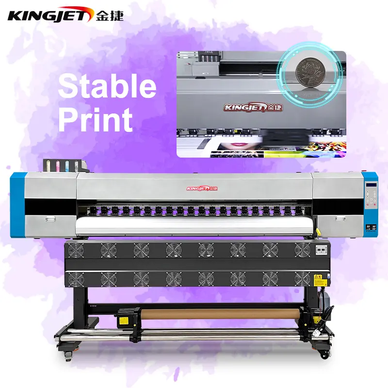 KINGJET 최고의 가격 1.6m 1.8m 3.2m ecosolvent 프린터 xp600 인쇄 헤드 캔버스/비닐 스티커/포스터 인쇄 기계