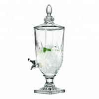 Distributeur de boissons en verre transparent avec robinet, grand récipient de 2 à 5 litres, idéal pour la bière, les hôtels et les fêtes