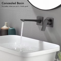 Robinet mural en cuivre massif de luxe, dissimulé, pour lavabo d'hôtel, robinet mélangeur eau chaude et froide pour salle de bain à domicile