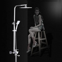 Oneup — ensemble complet de robinets mitigeurs de douche de forme carrée, en acier inoxydable chromé, à montage mural, 3 fonctions, en laiton, pour salle de bains, exposition