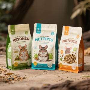 Stampa personalizzata richiudibile a prova di umidità con chiusura a chiusura lampo laterale con Base piatta per criceto da bagno sabbia sacchetto di plastica per alimenti per criceti - Product Image 4