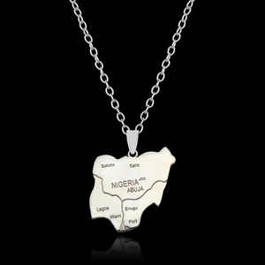 Collares <span class=keywords><strong>con</strong></span> Colgante de <span class=keywords><strong>Mapa</strong></span> de Nigeria, Mapas de Países de África, Mapas Nigerianos <span class=keywords><strong>con</strong></span> Nombre de Ciudad, Joyería - Product Image 3