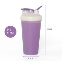 Bouteille d'eau en plastique avec logo personnalisé, pour le sport, shaker avec boule de mélange, vente en gros