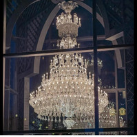 Lustre de luxe classique européen surdimensionné pour hall d'entrée, avec suspension à deux étages pour villa et salle de mariage
