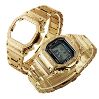 Kit de modification professionnel pour montres séries DW-5600, GW-M5610, G-5600 avec boîtier et bracelet en acier inoxydable gaufré et fermoir déployant