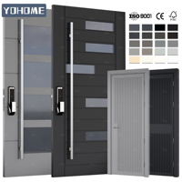 Portes de Sécurité Européennes de Haute Qualité pour Maison, Portes Extérieures à Rupture de Pont Thermique pour Maisons, Porte Blindée Noire pour Maison